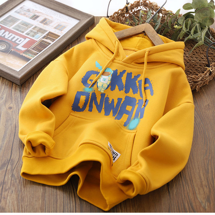 Boys' sweater hooded 2022 spring and autumn new children's leisure foreign style Pullover baby loose long sleeved top fashion