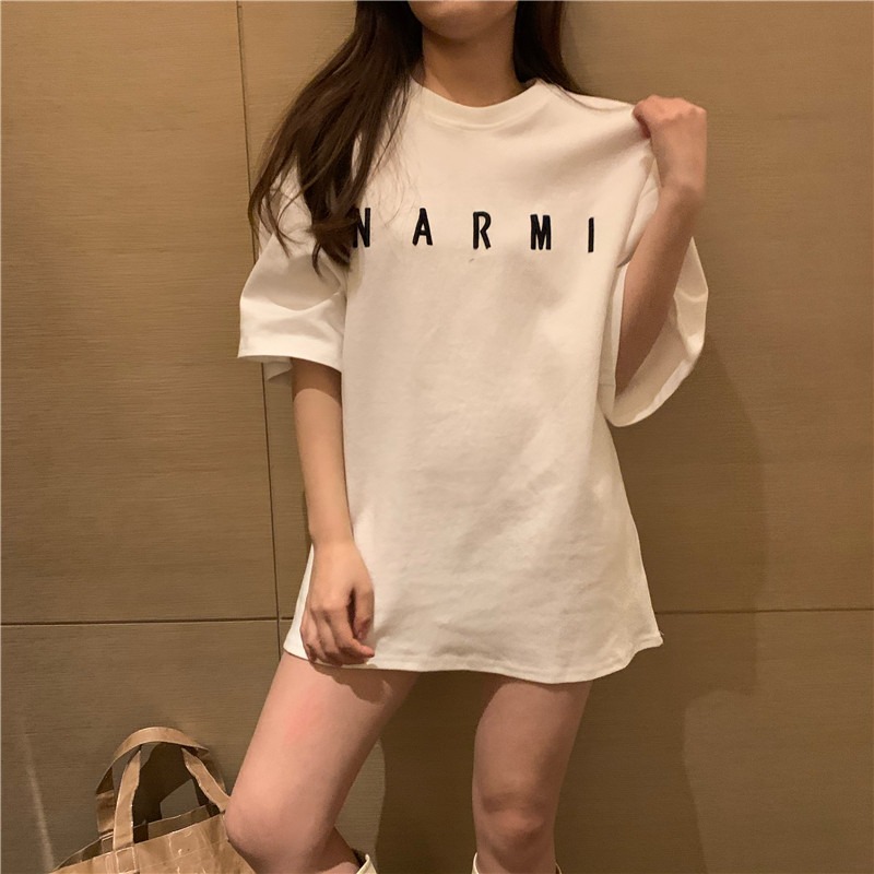 Bottomed shirt women's Korean version ins loose medium and long style simple inside with short sleeves new versatile top T-shirt