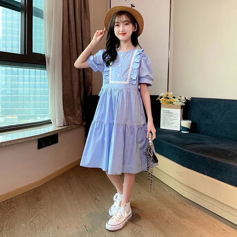 Girls' dress summer dress thin 2022 new children's foreign style girls' princess skirt big children's summer Korean skirt