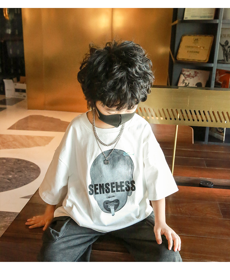 Children's wear new summer boys' short sleeved baby round neck T-shirt middle and large children's loose casual top fashion