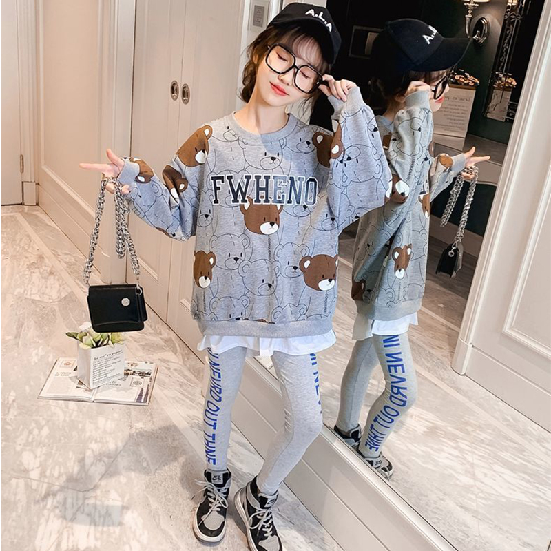 Girls' sweaters spring and autumn Korean children's sweaters fake two pieces 2022 spring new little girls' net red fashion brand