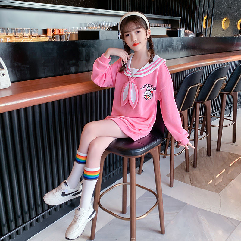Girls' autumn dress 2021 new style foreign style college style skirt children's spring and autumn middle long sleeved skirt