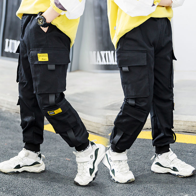 Children's wear boys' pants spring and autumn  new children's fried Street overalls middle and big children's loose pants Han banchao