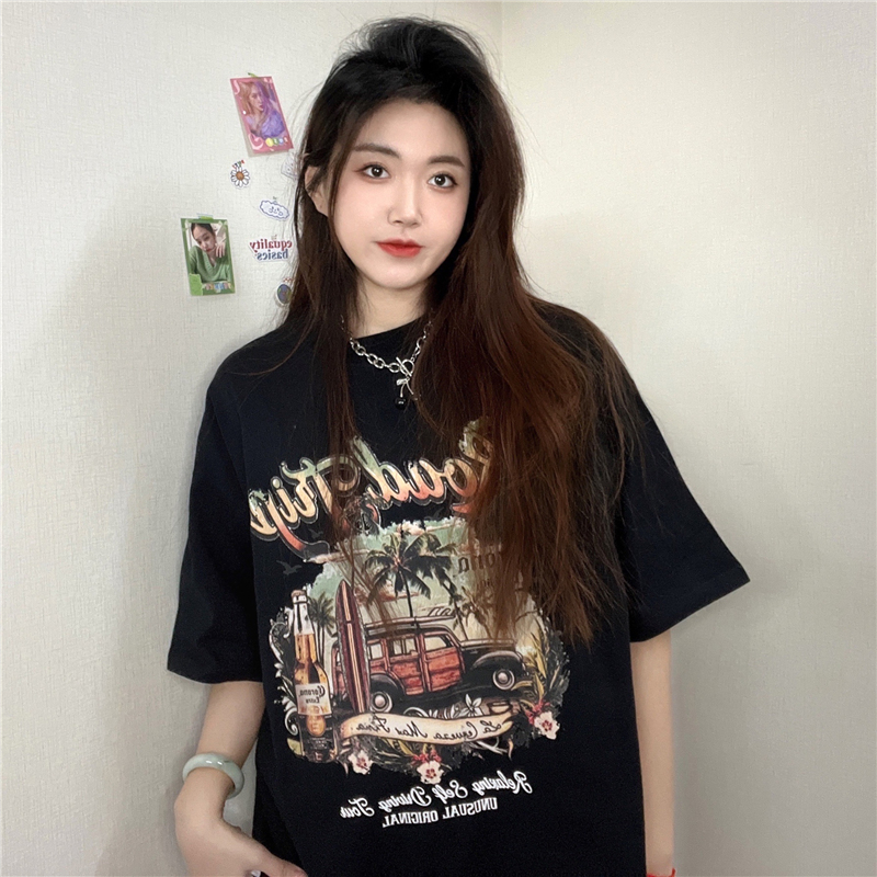 Cotton summer clothes new Korean American Harajuku loose short sleeve T-shirt women's top