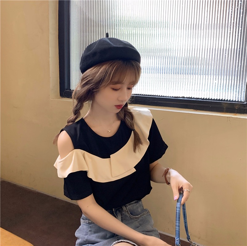 100% fiber short style temperament small shirt French minority design sense Chiffon women's shirt