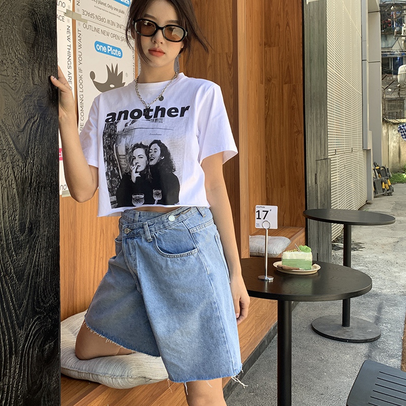 6535 pull frame cloth short top summer Korean version Street Spice Girl minority leisure