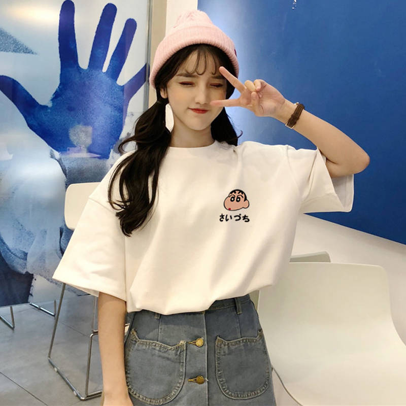 Girlfriends short sleeved T-shirt women's net red summer new Korean Harajuku style student top fashion