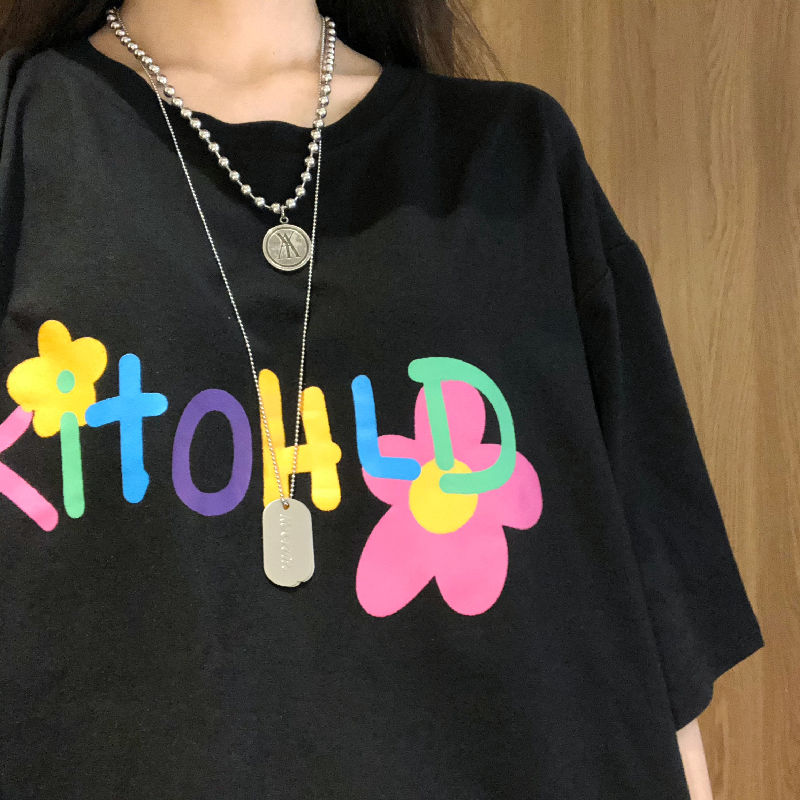 Ins Harajuku letter printed short sleeve T-shirt women's 2022 summer new Korean student top fashion