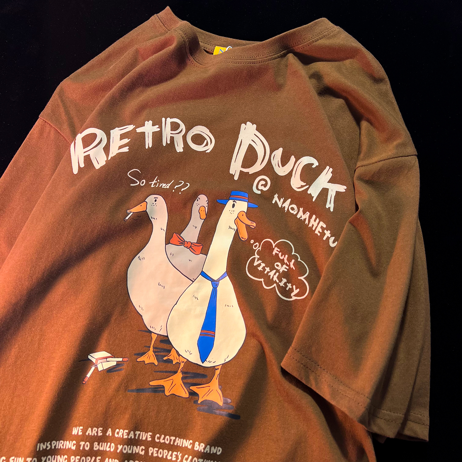 American Retro Fun Duck short sleeved T-shirt women's loose oversize summer loose medium length top student