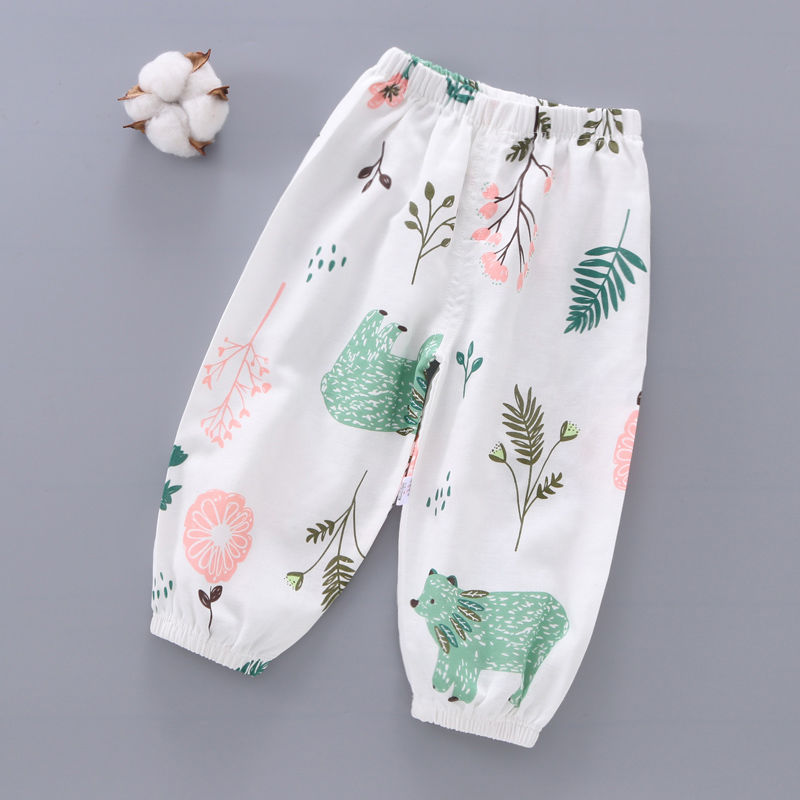 Children's mosquito proof pants pure cotton baby summer thin casual bottoming boys and Girls Summer lantern long pants