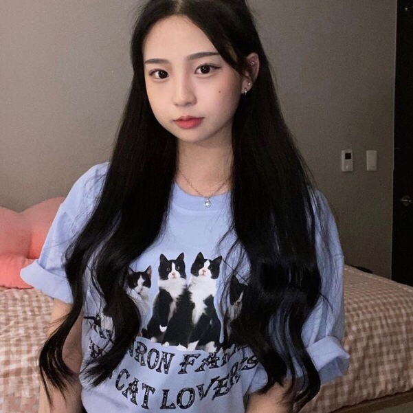 Cotton Kitty short girl Vintage ins loose cartoon T-shirt