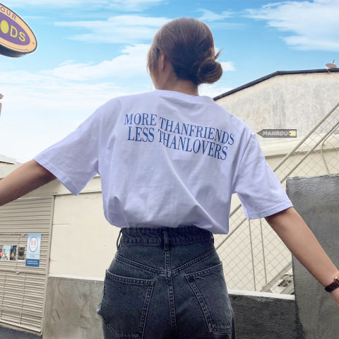 White short sleeve T-shirt women's 2022 summer thin loose ins fashion design sense of minority oversize top T-shirt