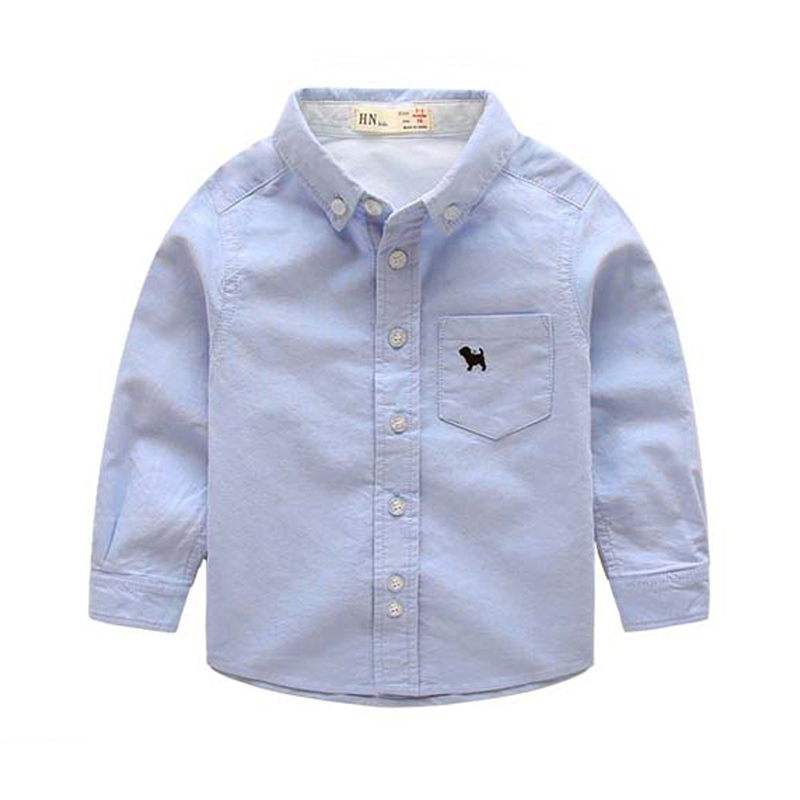 2-10 year old shirt Korean slim fit spring and autumn children's wear boys' shirt long sleeve children's primary and secondary school children's baby solid color shirt