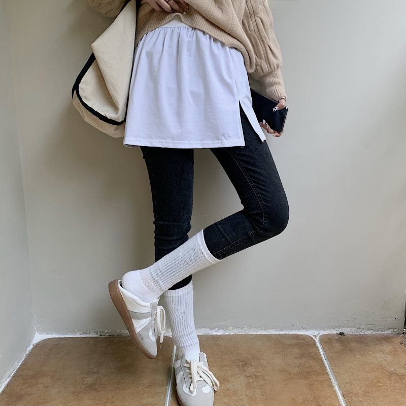 Shrimp skin hot selling official figure 6535 cotton bottomed skirt women's autumn and winter artifact folding wear inside with fake hem winter white A-shaped skirt