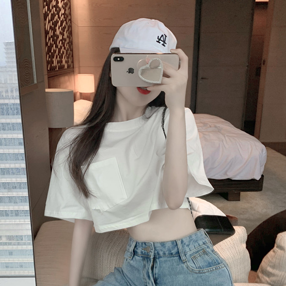 Shrimp skin hot selling official figure 6535 pull frame cotton design sense of minority 2021 new summer thin and versatile short women