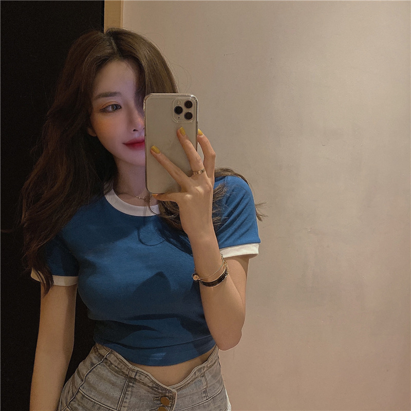 Shrimp skin hot selling w93# [official picture] 180g milk silk summer solid color Korean new short sleeve T-shirt women's slim fit solid color women's wear