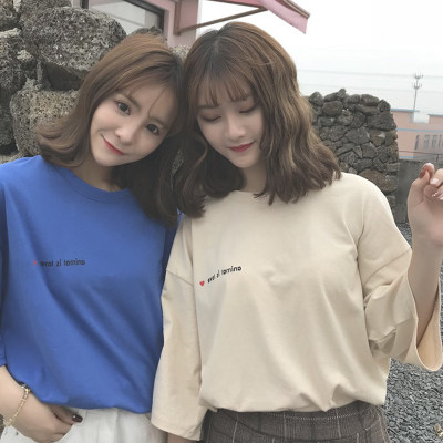 Shrimp skin hot selling spring and summer women's clothing Korean version loose and versatile simple short sleeved T-shirt student casual bottomed Shirt Top T-shirt wet milk silk