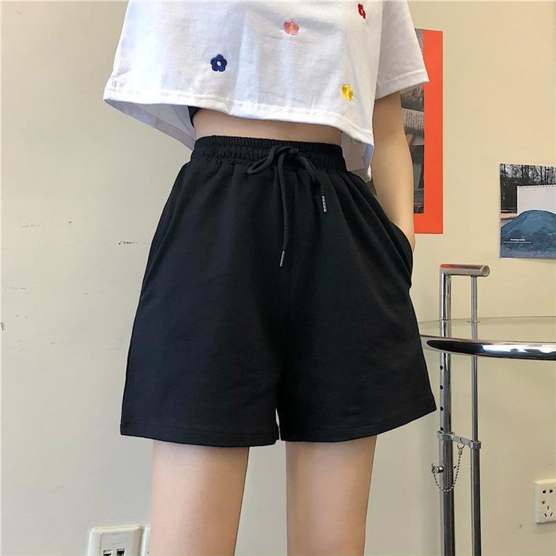 Pants women's 2022 summer new Korean drop feeling sports wide leg pants students loose and thin high waist casual shorts