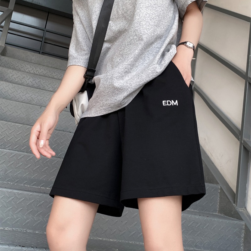 2022 new 5-point sports shorts women's summer thin loose casual straight Hong Kong style trendy ins medium pants high waist