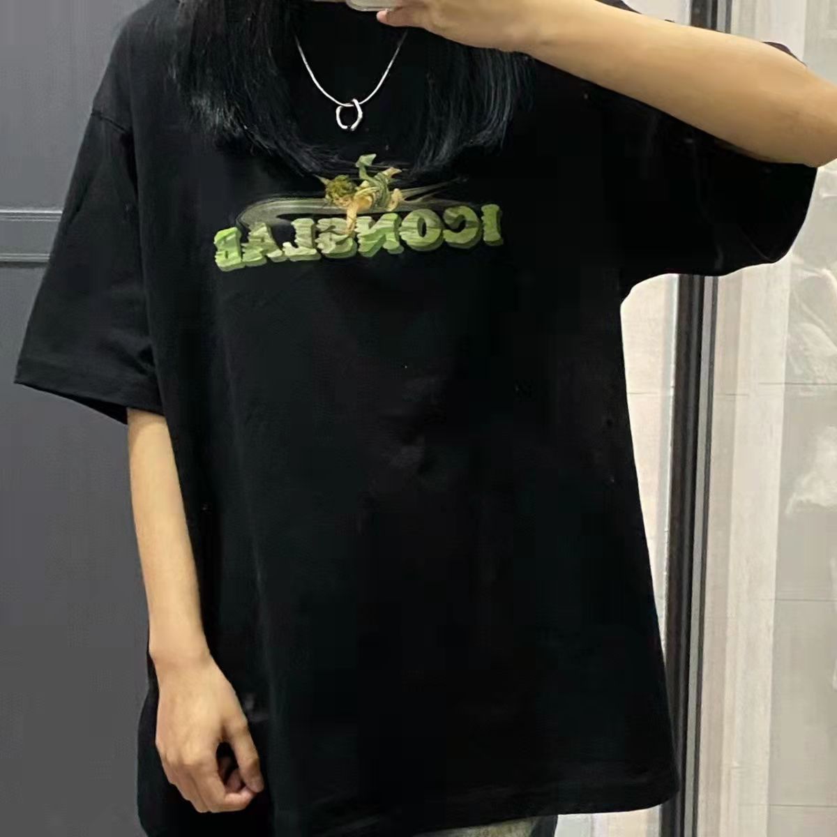 Original white Harajuku style printed short sleeved T-shirt women's ins loose Korean version versatile gentle top fashion