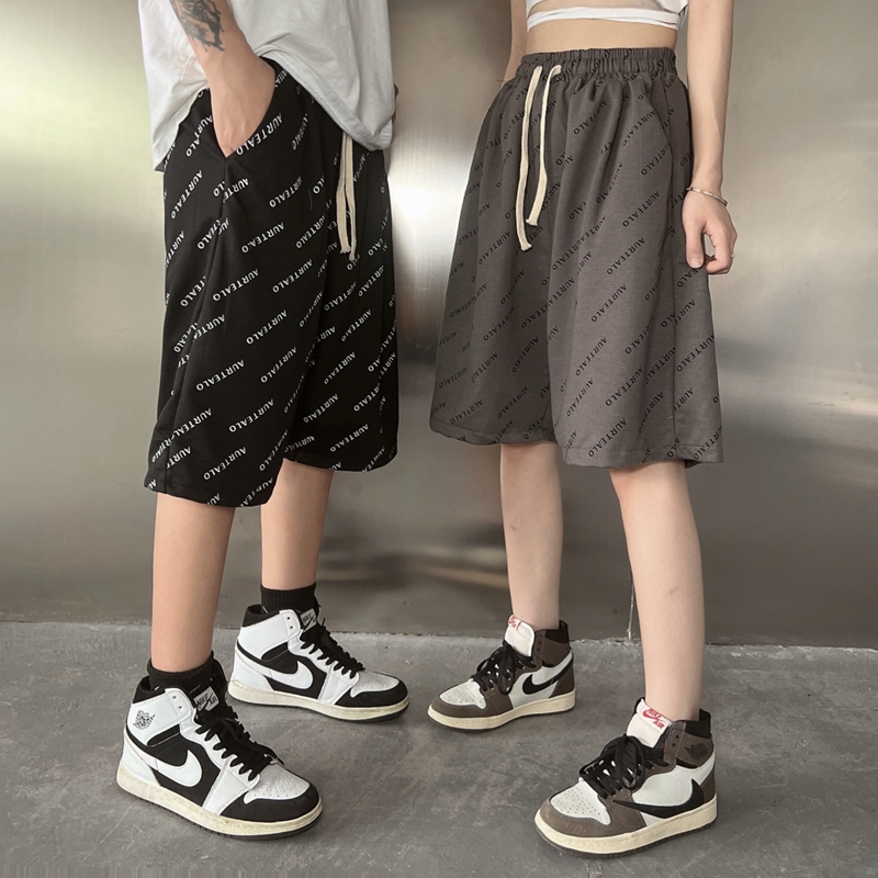 [real shot 65 fish scales] summer sports shorts, knee length casual pants, loose straight pants, men's and women's fashion