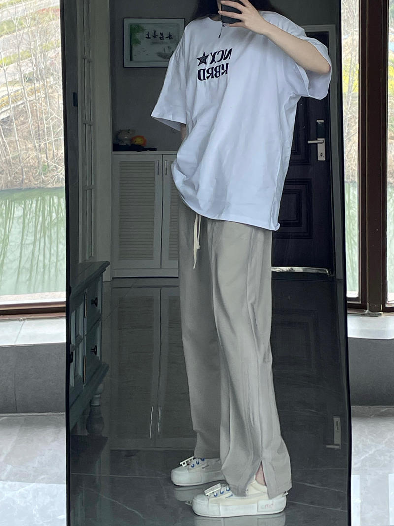 Sportswear casual slit pants feel thin and loose straight pants