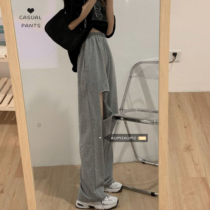Shrimp skin hot selling Jinliang Tengda official figure 6535 small fish scale hole sports pants pants spring and summer loose wide leg pants hot girl