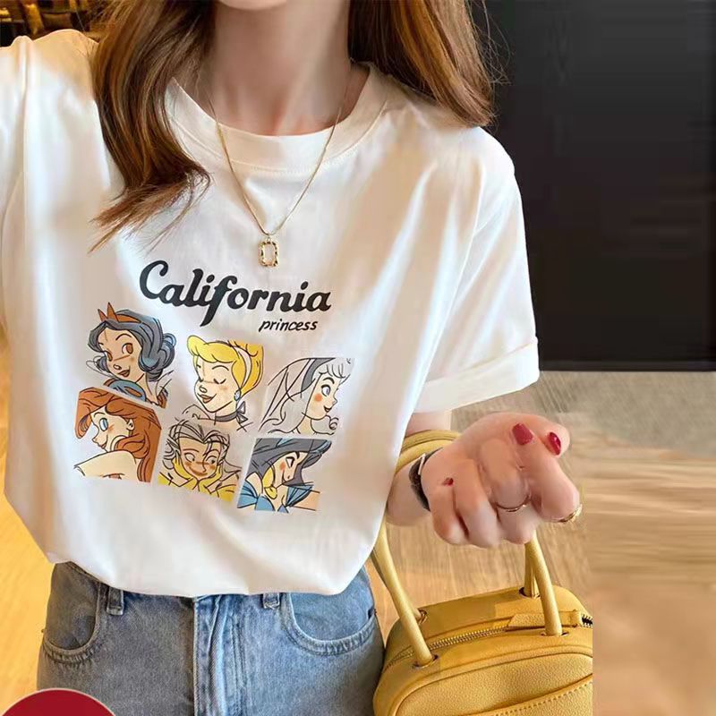 Milk silk original white Harajuku style printed short sleeved T-shirt women's ins loose Korean version versatile gentle top fashion