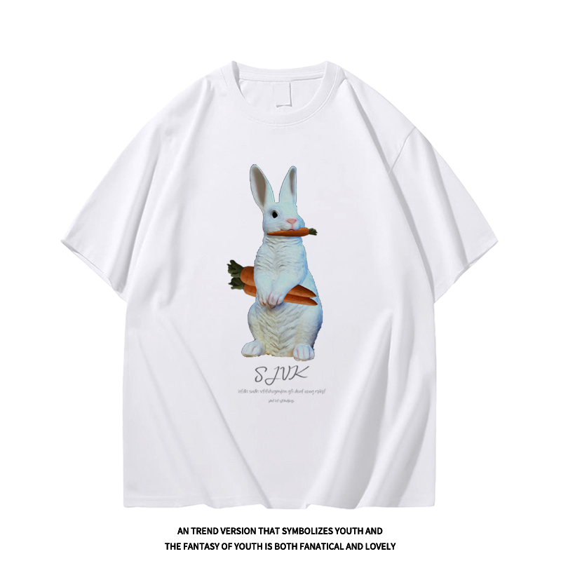 Pure cotton short-sleeved t-shirt for women summer 2022 medium-length round neck new cartoon printed tops for women plus size