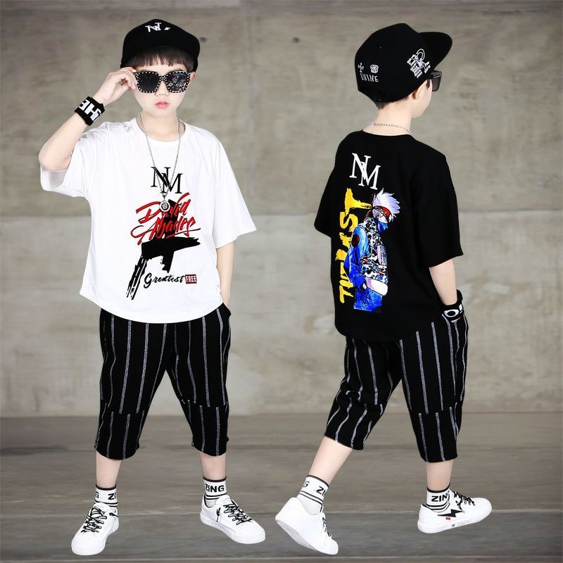 Children's suit men's summer clothes new hip-hop trend hip-hop children's sports casual children's wear boys