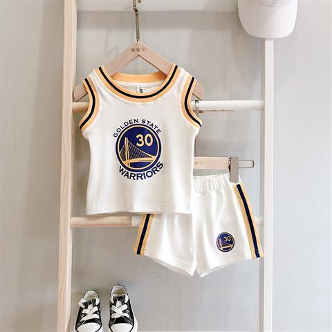 2021 summer new boys' star basketball suit sports suit children's baby Korean version foreign style handsome balloon suit trend