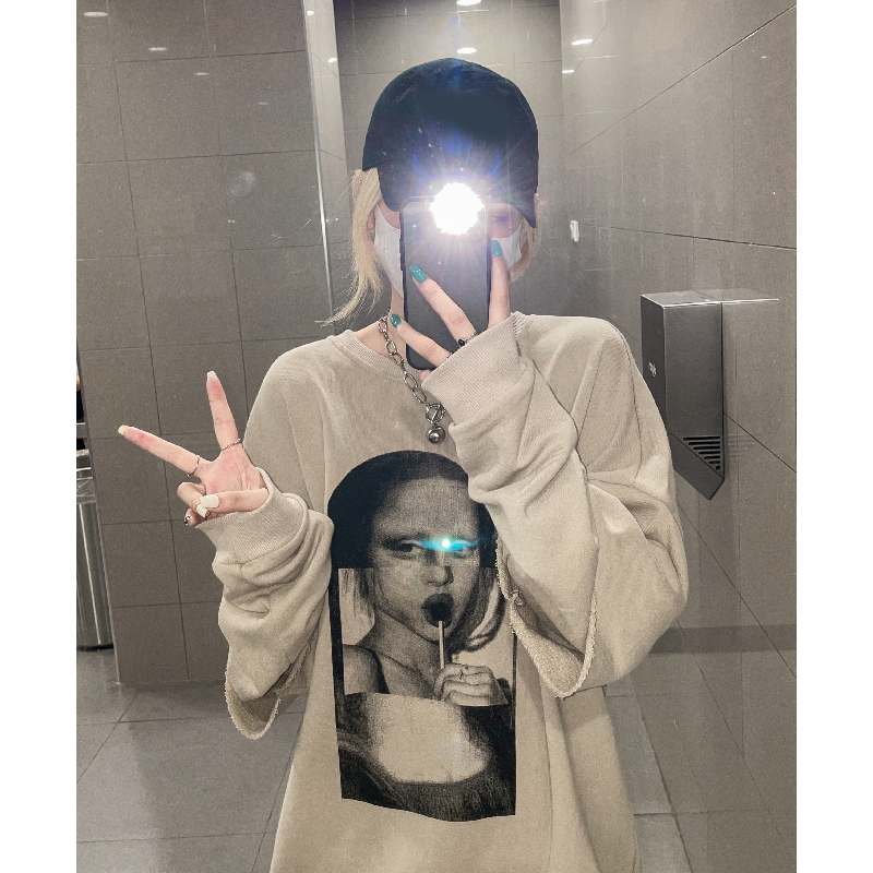 Long sleeve T-shirt women's round neck medium long early autumn thin loose sunscreen