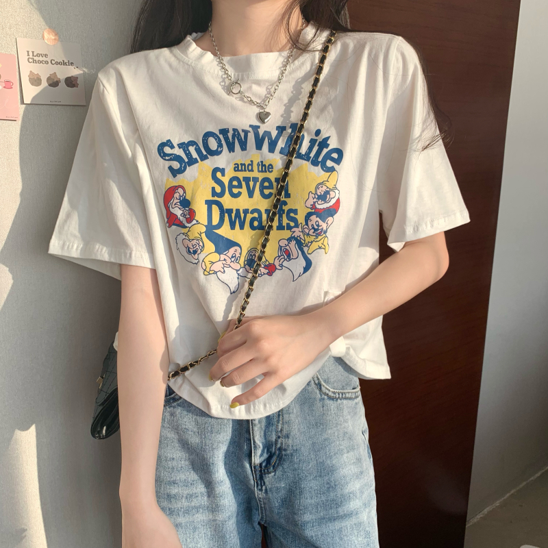 2022 new Harajuku style BF loose top short sleeve t-shirt female Korean student versatile bottomed shirt trend