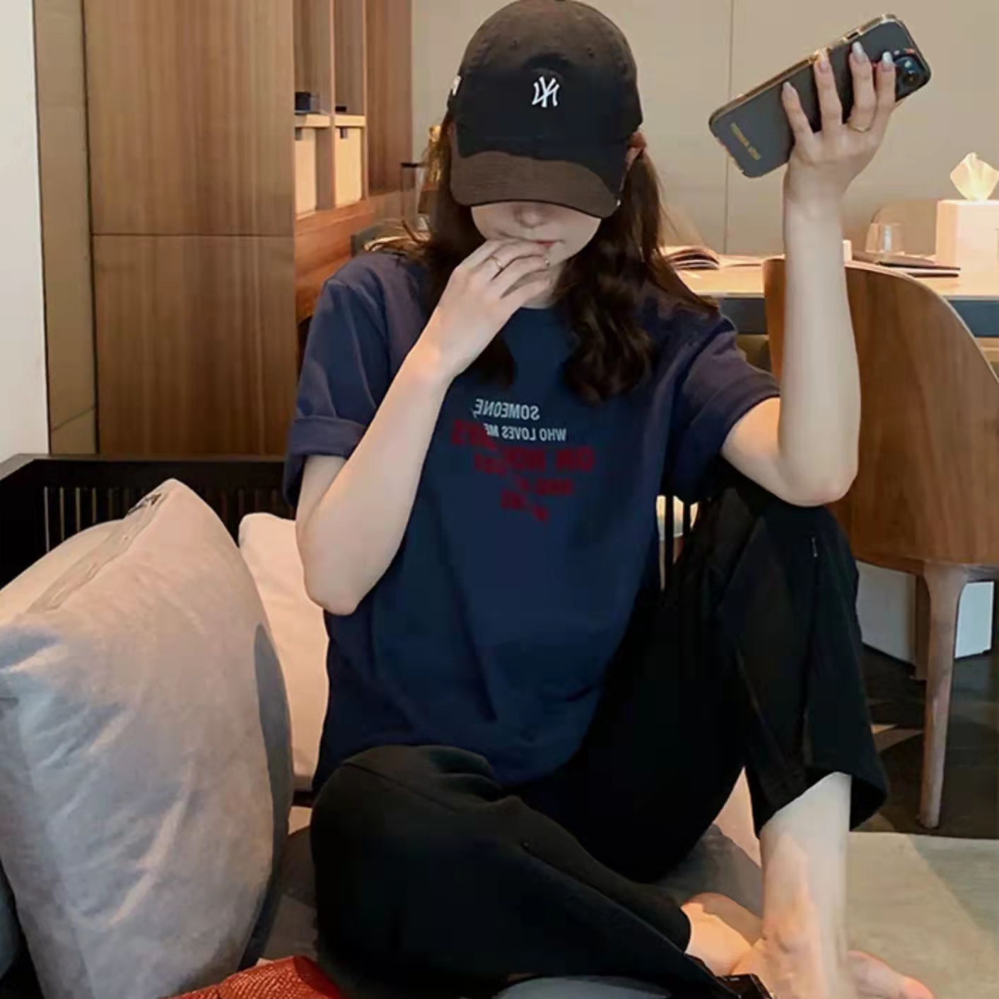 Cotton t-shirt men's short sleeve women's English printing Korean version tide loose thin white net red top couple girlfriends bottomed shirt spring and summer