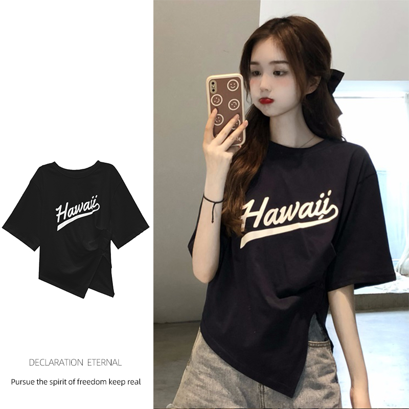 Official picture 200g cotton round neck printing irregular 2022 Summer Short Sleeve T-Shirt