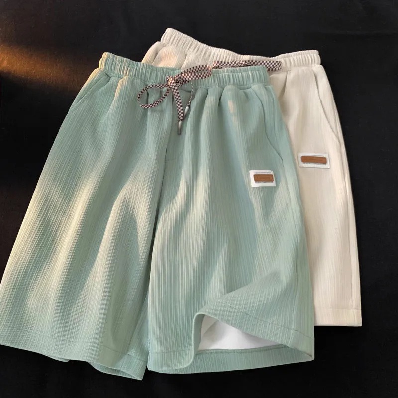 Official figure real price Korean version simple sports short sleeve versatile fashion Capri Pants trend Elastic Waist Shorts