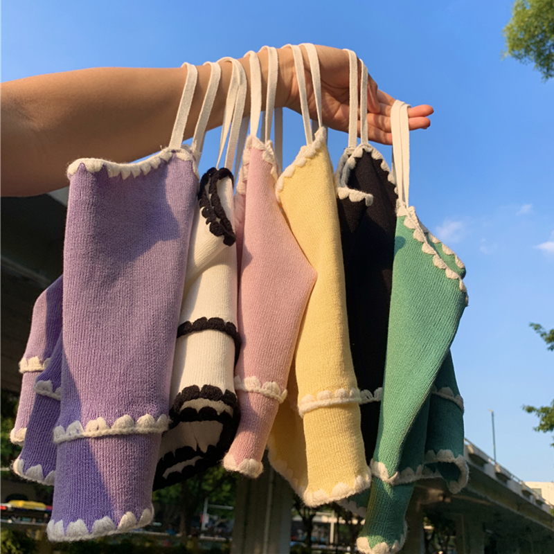 Sweet and spicy pure desire pink small suspender design sense, small people wear summer spice girls outside, wear short tops and vests inside, women's summer