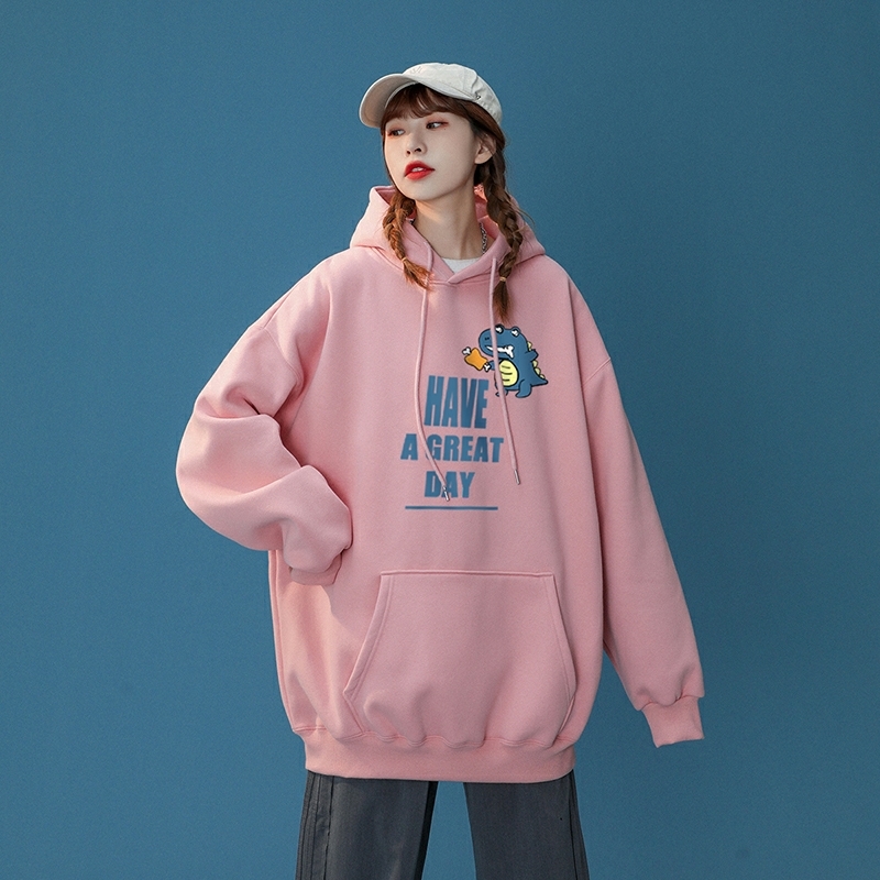 Hooded sweater casual and versatile loose couple's sweater fashion long sleeve coat