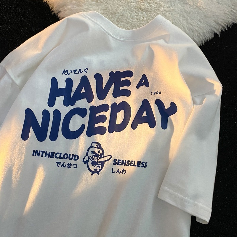 180g double ground milk silk summer T-shirt short sleeve student lazy printing long T-shirt female