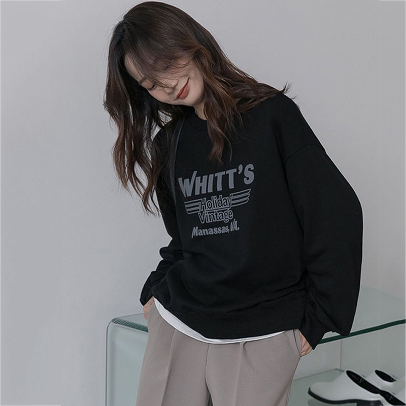 Autumn and winter new round neck Pullover casual and versatile student women's sweater long sleeve round neck top fashion