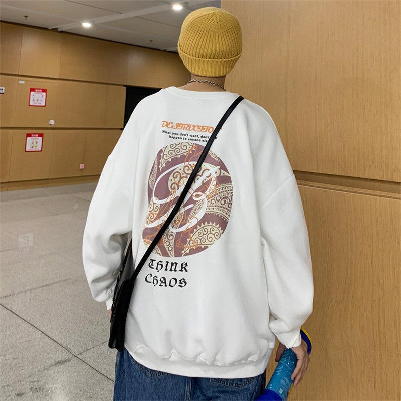 Autumn and winter round neck sweater loose Korean top student Harajuku style foreign style versatile sweater