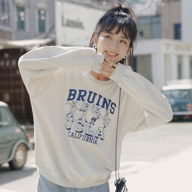 Japanese cartoon printed Pullover Sweater round neck long sleeve T-shirt Japanese Girls College style autumn new style