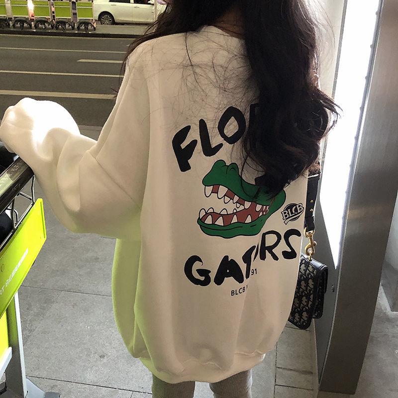 Korean autumn and winter ins loose student sweater women's tide Harajuku style long sleeve hoodless top