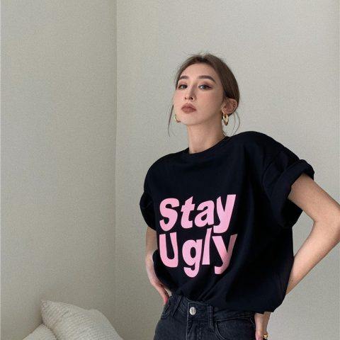 2022 New Spring Dress Long Short Sleeve Skinny Loose Letters Korean Casual T-shirt Jacket Women's ins Tide