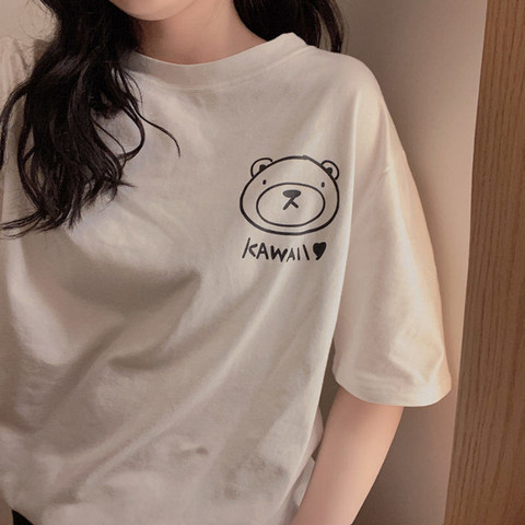 White loose short sleeve T-shirt female 2022 new spring Korean student half sleeve T-shirt Korean chic coat