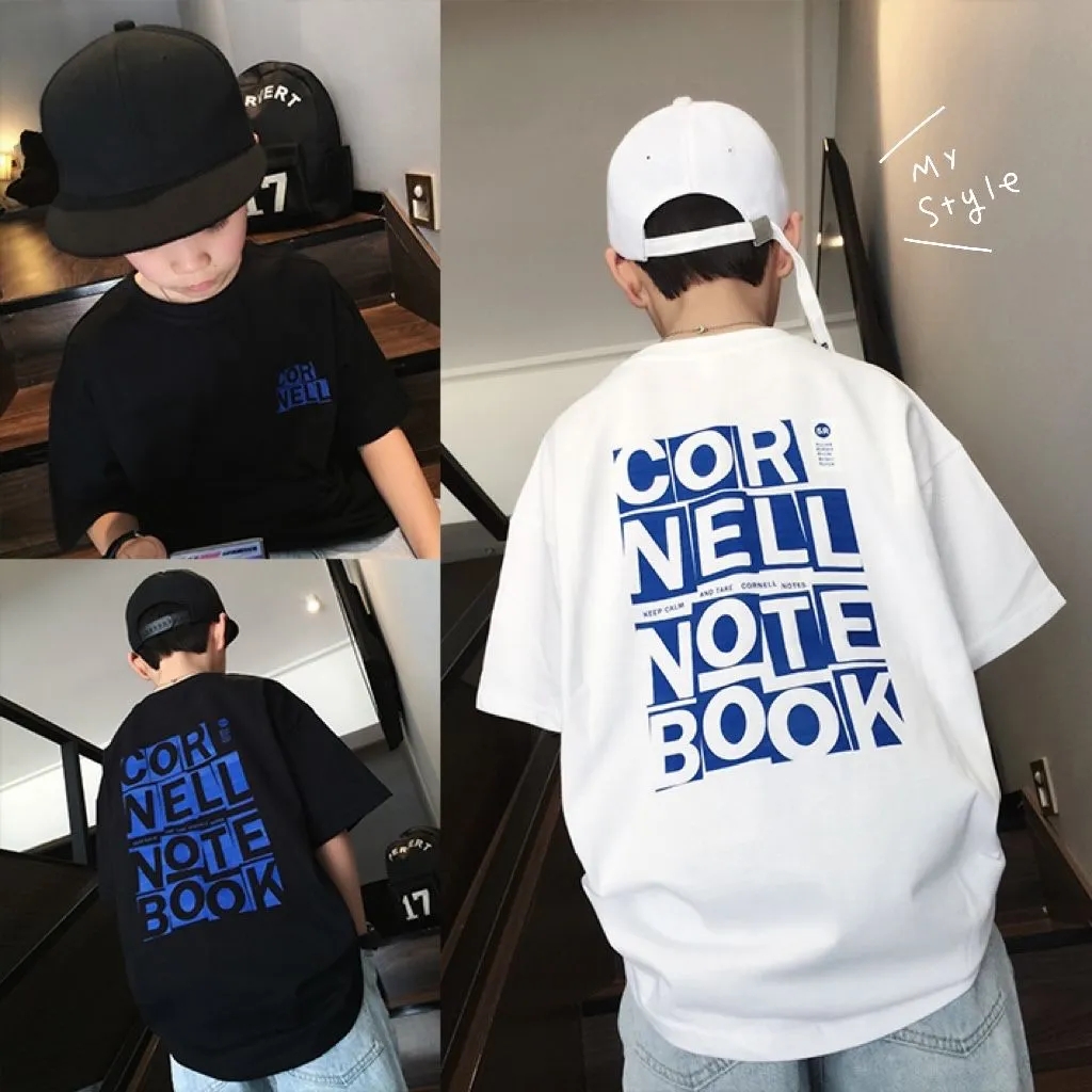 26 cotton foot size loose boy short sleeve T-shirt new children's children's letter coat tide