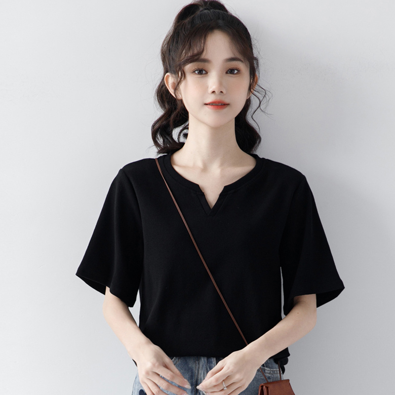 Official picture 50% cotton 47% polyester 3% spandex short sleeve T-shirt women ins fashion summer