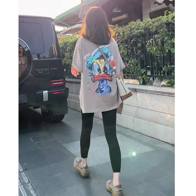 2022 versatile loose American retro long top design sense of minority premium short sleeve T-shirt women's summer