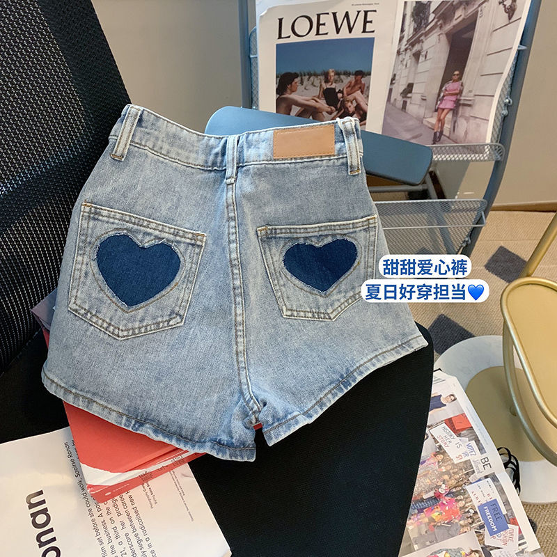 [spot] love high waisted Cowboy SHORTS women's summer new design feeling thin straight pants high street fashion