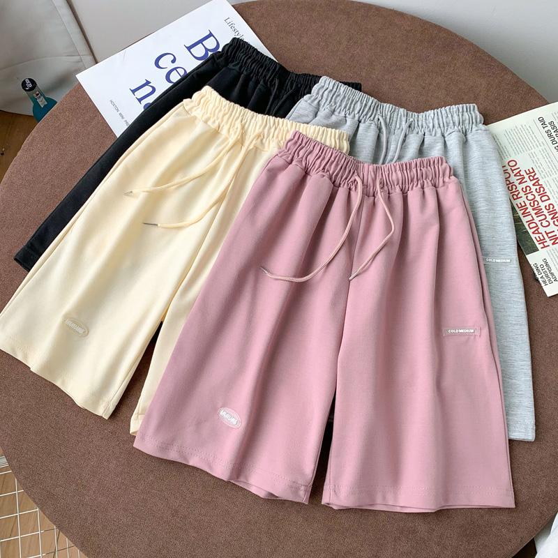 Summer 2021 new high waist cropped shorts women's wide leg BF style pants are thin, loose sports wear casual pants outside